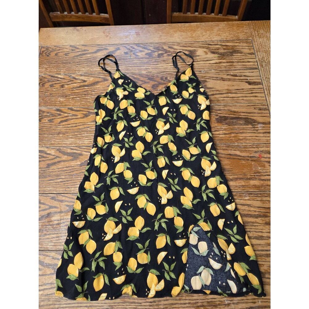 Reformation Marlowe Mini Slip Dress Lemon Print Sundress Citrus Fruit Sz Small